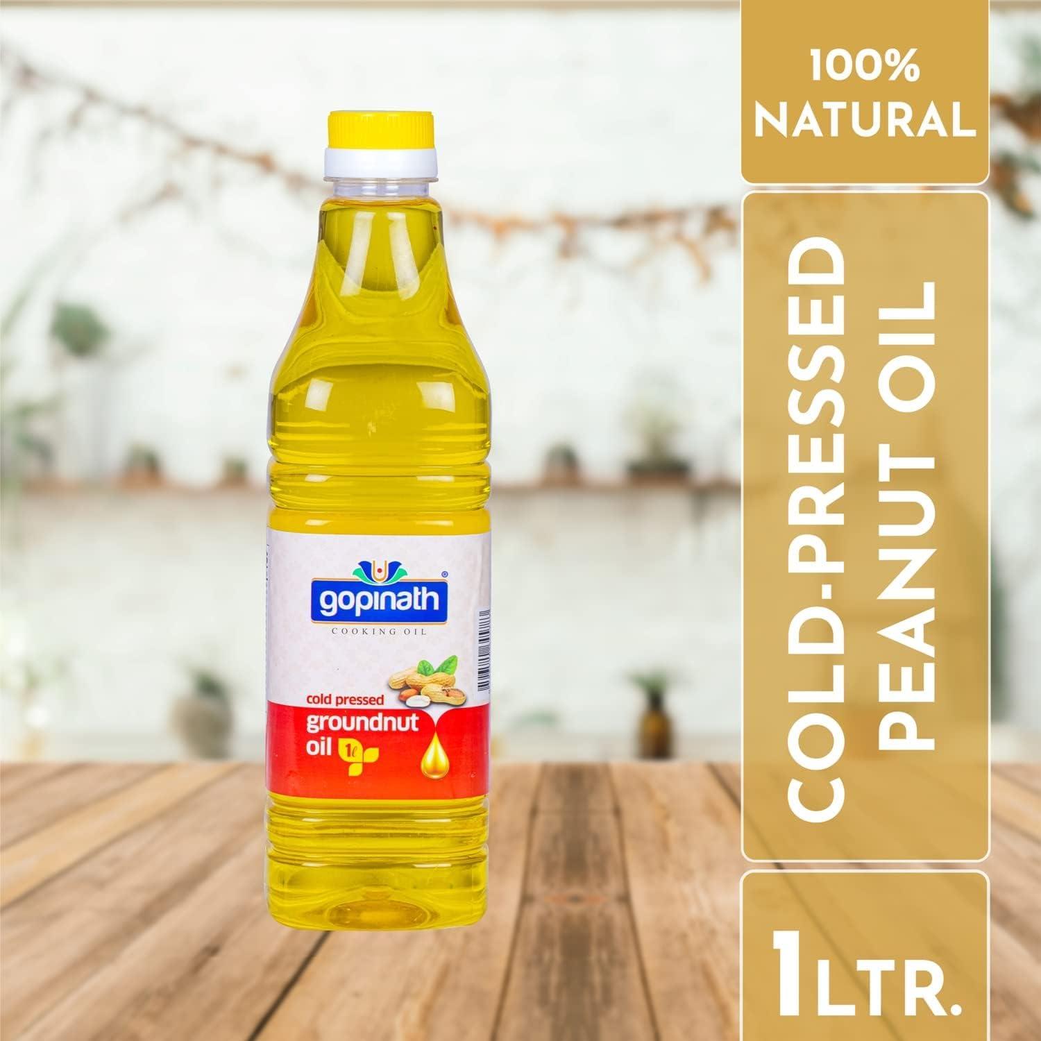 GOPINATH COOKING OIL Gopinath Cold Pressed Groundnut Oil - 1 Litre | Peanut Oil | Sing Tel | Kolhu/Kachhi Ghani/Chekku/Wood Pressed | Natural Oil | Chemical Free