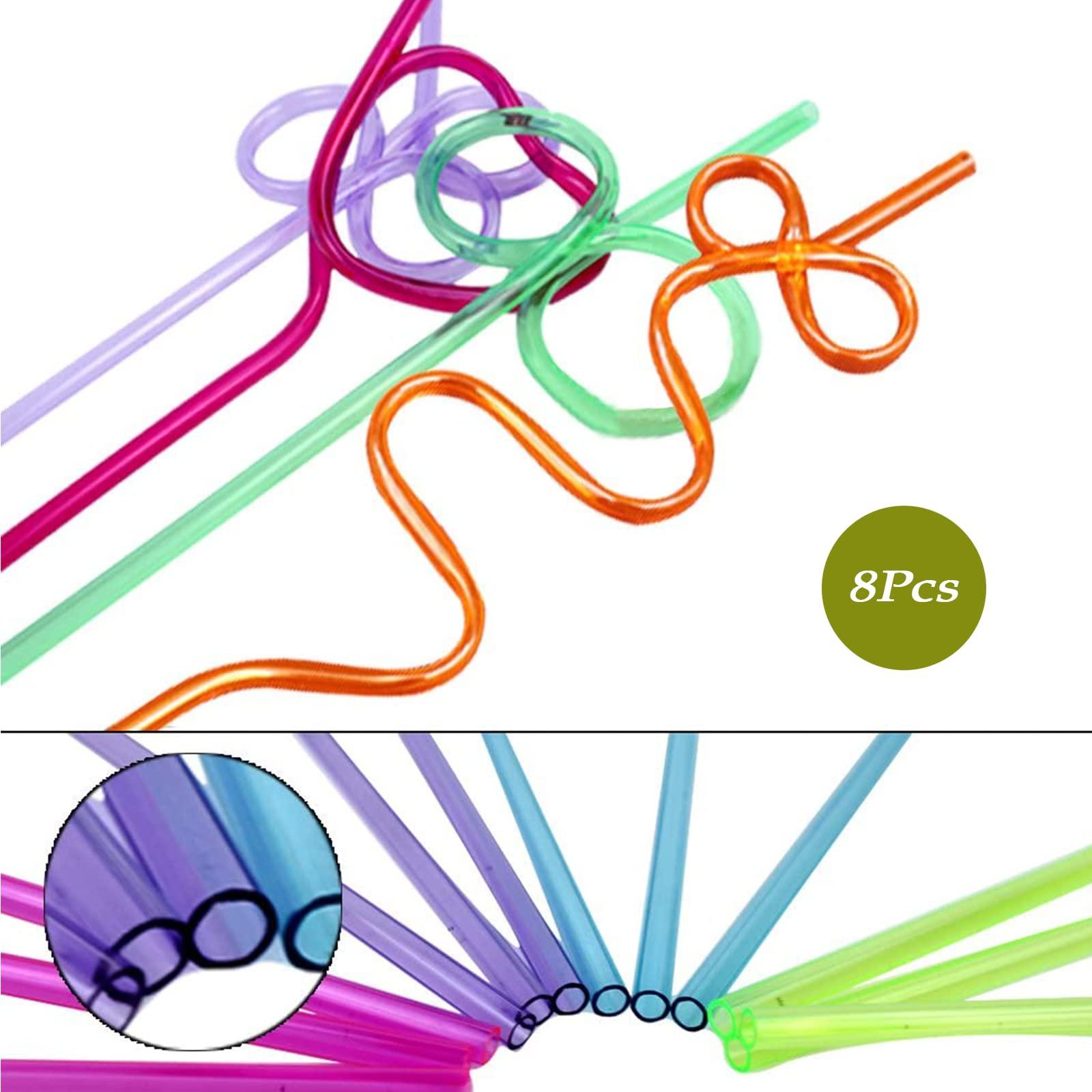 SAFE-O-KID Safe-O-Kid Newly Launched- REUSEABLE Straws for Kids, Funny Twists Drinking Straws for Birthday Parties,Colourful,8 Pcs, Assorted Colours