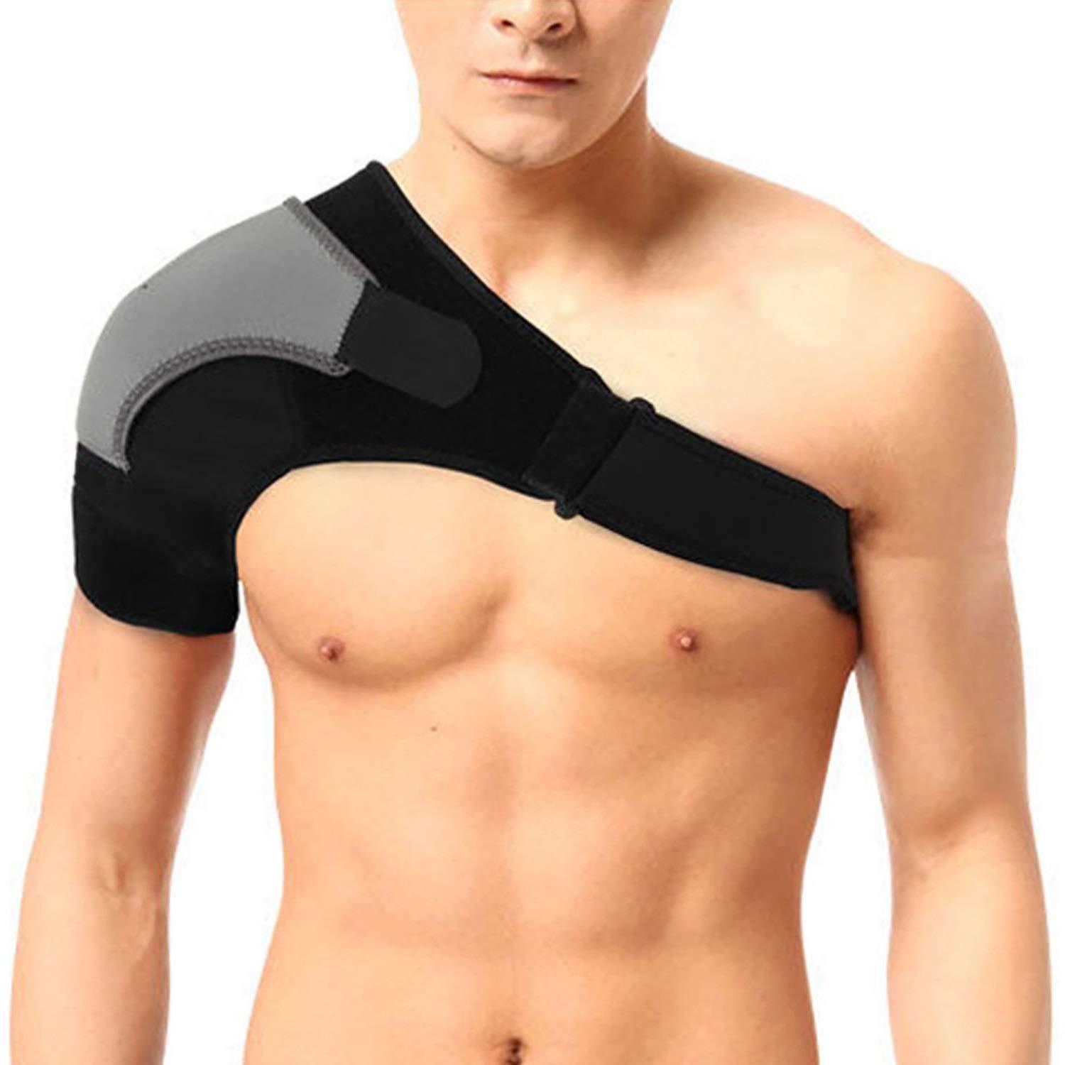TIMA TIMA Shoulder Support Double Lock Neoprene Adjustable Stretch Strap Brace Support Medical Posture Compression Shoulder Pad, Black & Grey, Universal, 1 Unit