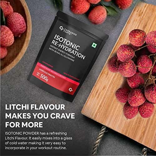 Carbamide Forte Carbamide Forte Isotonic Powder | Pre Workout Supplement For Men And Women| Instant Energy Drink for PreWorkout | Electrolytes Powder with added BCAA & L Glutamine - Litchi Flavour - 500g (Pack of 1)