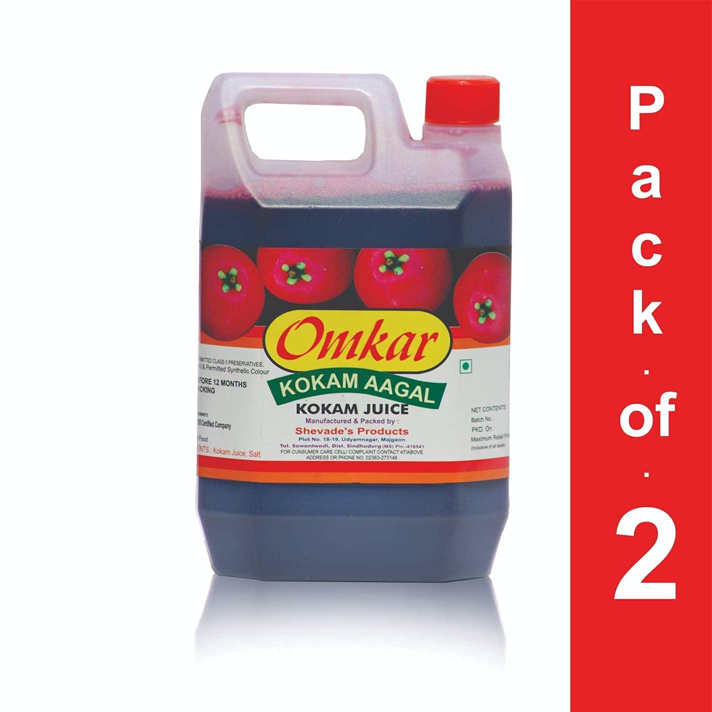 Omkar Products Omkar Products Kokam Juice (Kokam Agal) (Without Sugar)- 1000 Ml (Pack of 2)