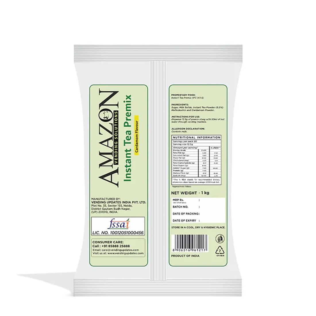 AMAZON AMAZON 3 in 1 Instant Regular Cardamom Tea (1 kg) and Premium Coffee Premix (1 kg) Combo (Premix Contains Tea, Milk and Sugar) for Vending Machines