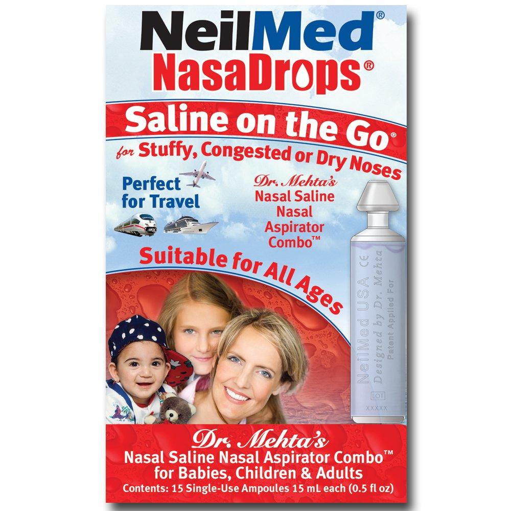 NeilMed Neil Med Nasa Drops Saline Vials, 15 Single-Use Ampoules, 0.5 Fl Oz