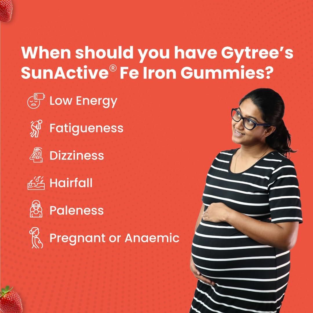 Gytree Gytree Iron Gummies for Women with W.H.O. Recommended SunActive Fe | Pregnancy Safe Clinically Proven Iron Supplement For Women | Boosts Haemoglobin & Body Immunity |Helps Treat Anaemia (Pack of 30)