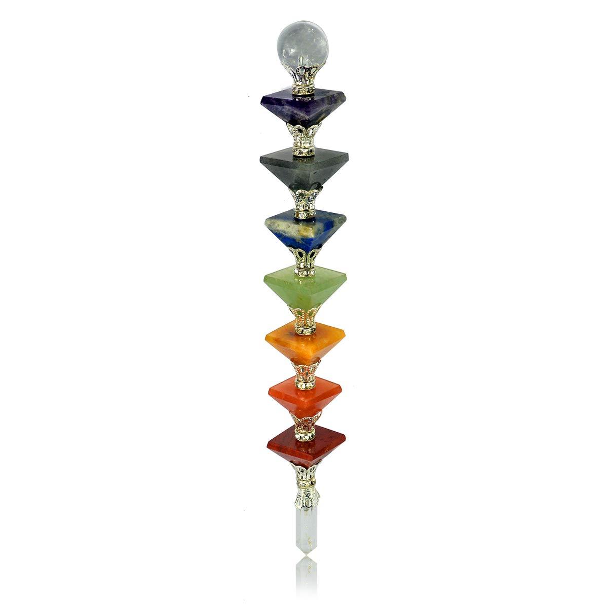 Reiki Crystal Products Reiki Crystal Products Natural 7 Chakra Healing Wand for Reiki Healing and Crystal Healing Stone Wends (Color : Multi)