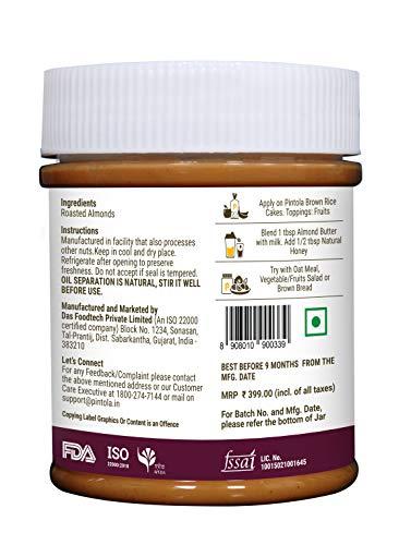Pintola Pintola All Natural Peanut Butter (Crunchy) (1 kg) (Unsweetened, Non-GMO, Gluten Free, Vegan) + Pintola All Natural Almond Butter (Crunchy) (200g)