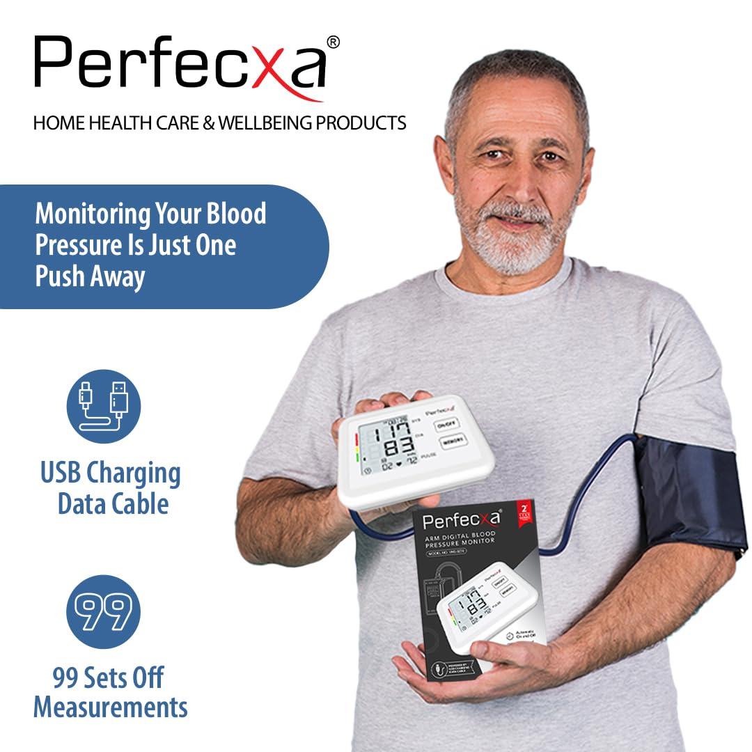 Perfecxa Perfecxa Blood Pressure Digital Machine for Home Monitor, Blood Pressure Checking Machine, USB Compatible, 22-36 cm Cuff & 2 User with 99 Memory sets