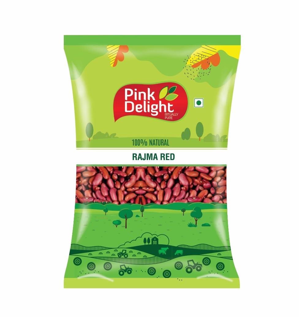 Pink Delight Pink Delight Unpolished Red Rajma (Big) | Big Kidney Beans | Gluten Free | Unpolished | 1 Kg