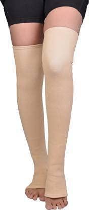 OOFY OOFY Varicose Vein Stocking Compression Thigh Length Knee Braces, Calf & Thigh Support (Beige)(XXXL)