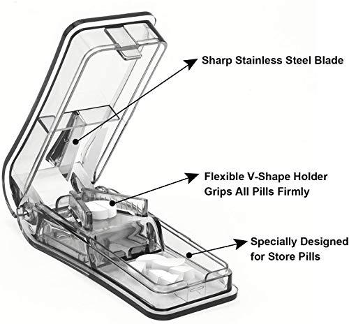 FANSTINOW Pill Splitter. The Best Pill Cutter Ever! Design in The USA. Doubles as a Pill Box. Excellent Pill Splitter with Keychain Pill Holder
