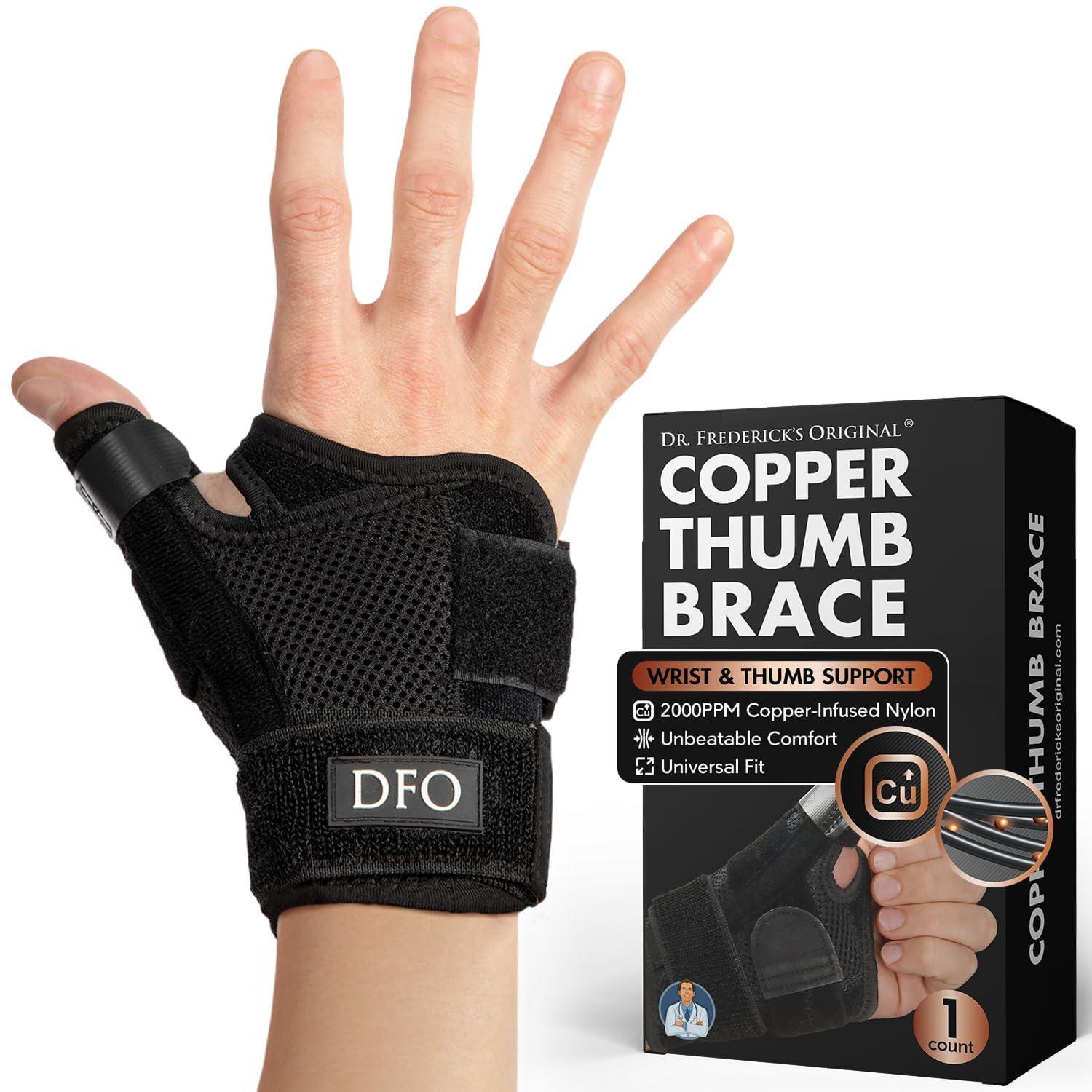 Dr. Frederick\'s Original Dr. Frederick\'s Original Copper Thumb Brace - 1 Brace - CMC Spica Splint for De Quervains Tendonitis, Arthritis, Injury, Pain Relief - Thumb Wrist Stabilization - Left or Right Hand - Fits Men and Women