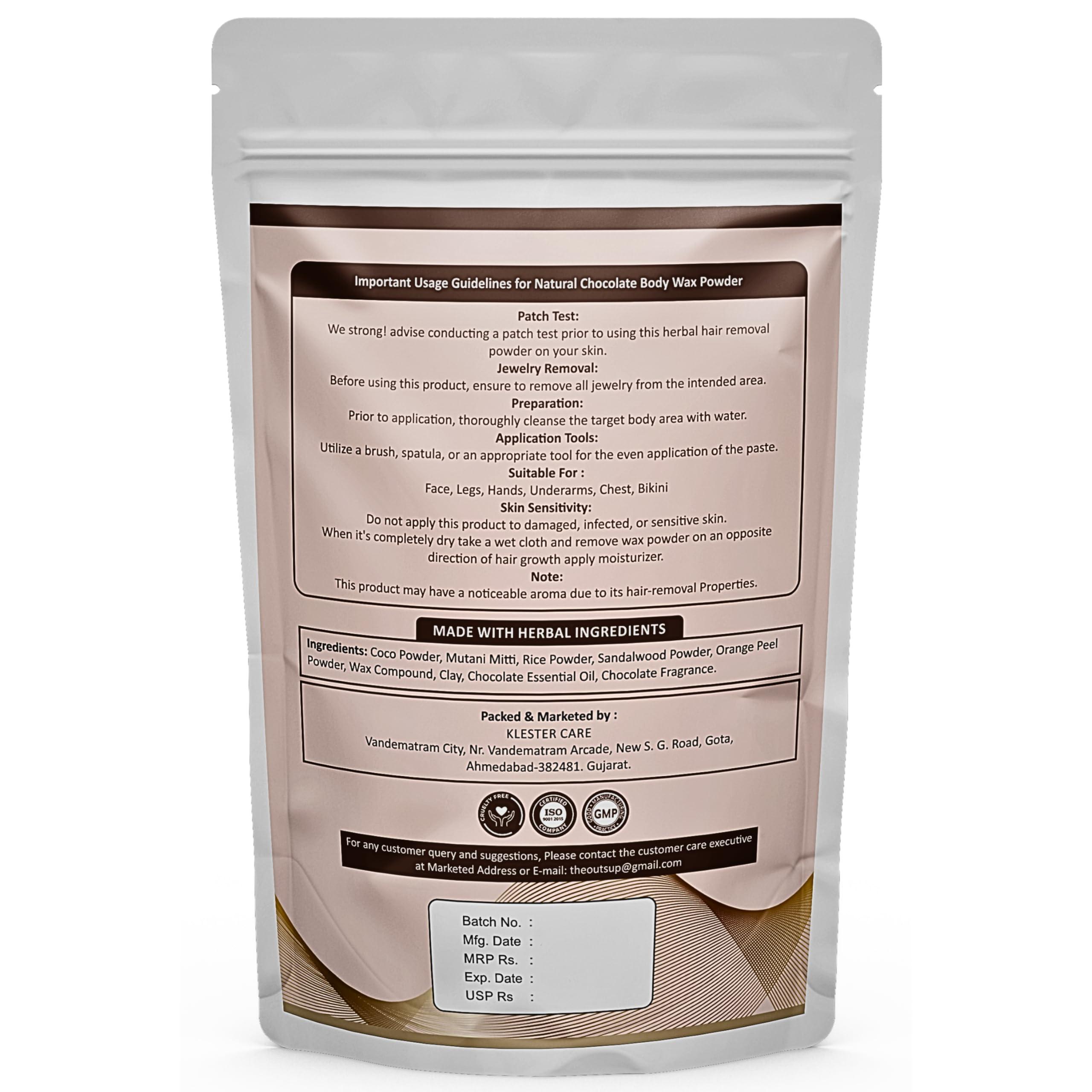 OUTSUP Outsup Wax Powder for Hair Removal for Women & Men | Painless & Quick Solution for Hair Removal Chocolate Flavor with No harmful chemicals, Irritation, Skin Rashes & No Side Effects - 100gm