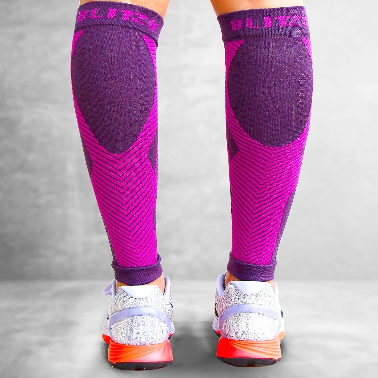 BLITZU BLITZU Calf Compression Sleeves For Women & Men Leg Compression Socks for Runners, Shin Splint, Recovery from Injury & Pain Relief Great for Running, Maternity, Travel, Nurses (Purple, XX-Large)
