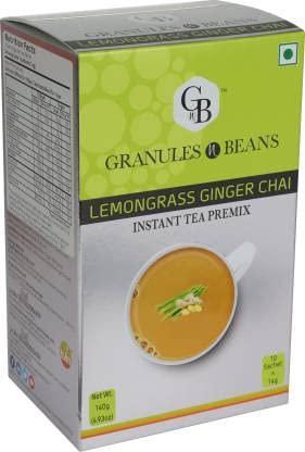 GnB GRANULES n BEANS Granules n Beans Lemongrass Ginger Chai Instant Tea Premix - (10 Sachet x 14g = 140g) (Pack of 2)
