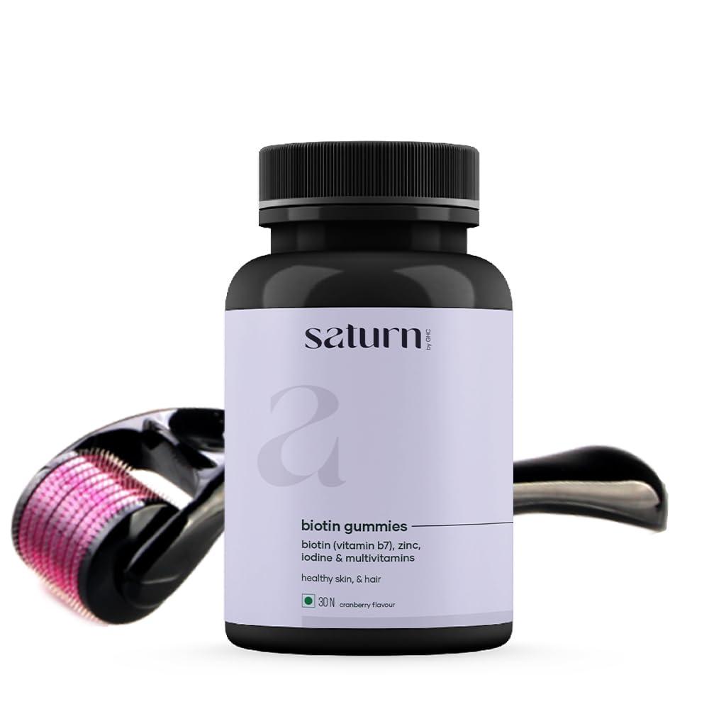 Saturn by GHC Saturn by GHC Hair Growth Combo for Biotin Hair Gummies - 30 Gummies | Derma Roller Hair Activator |for Stronger, Shinier Hair & Nails | Hair Gummies for Women | Gummies for Hair Growth