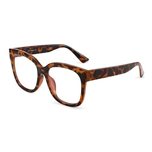 JIM HALO JIN HALO Oversized Square Computer Glasses Blue Light Blocker Glasses for Women Reduce Eye Strain Tortoise