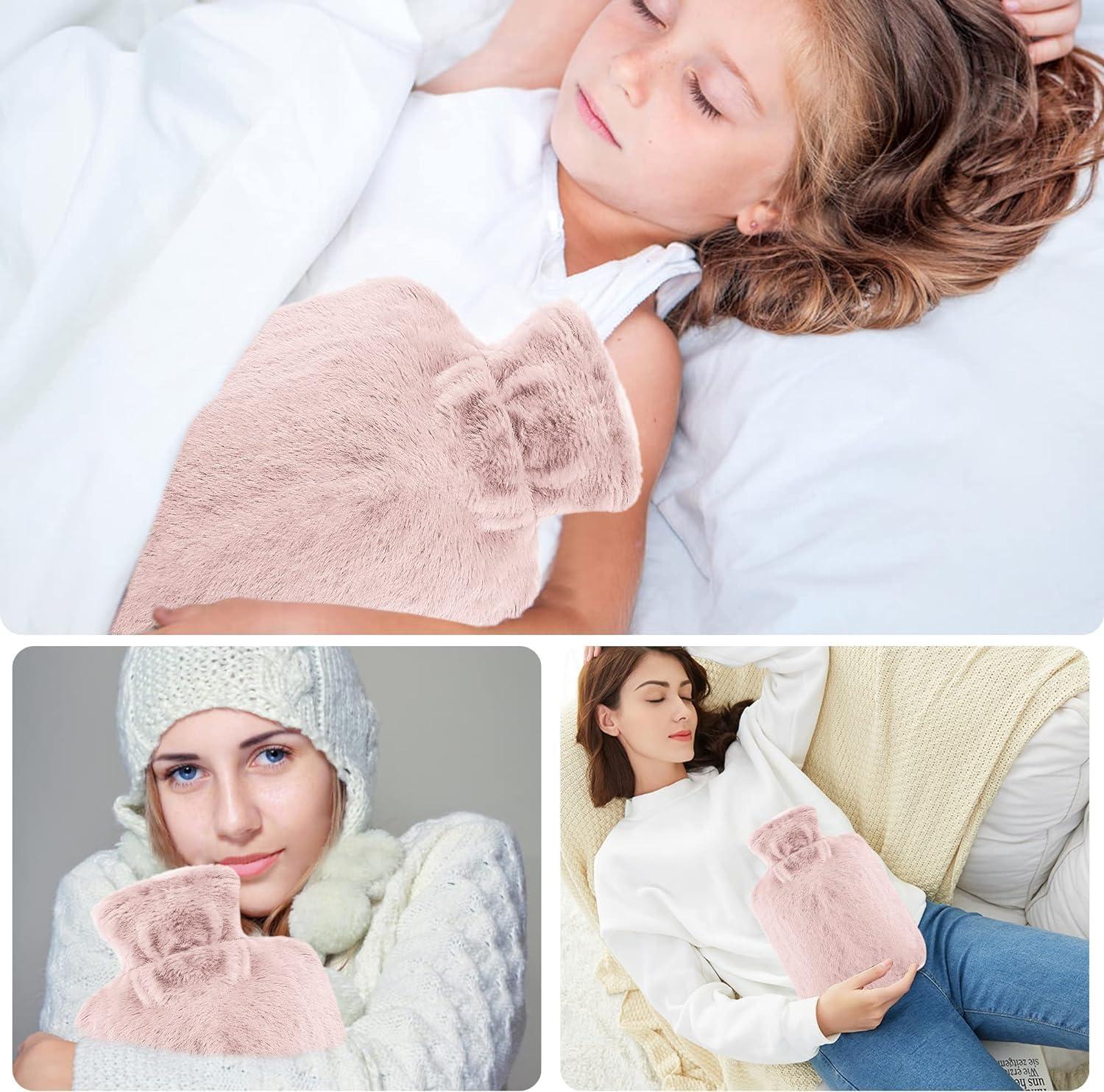 Onprix Onprix Hot Water Bottle with Plush Cover 1L Cute Mini Hot Water Bag for Neck Shoulder Pain and Hand Feet Warmer Hot Water Bottle for Women Kids Gifts (Multi Color)
