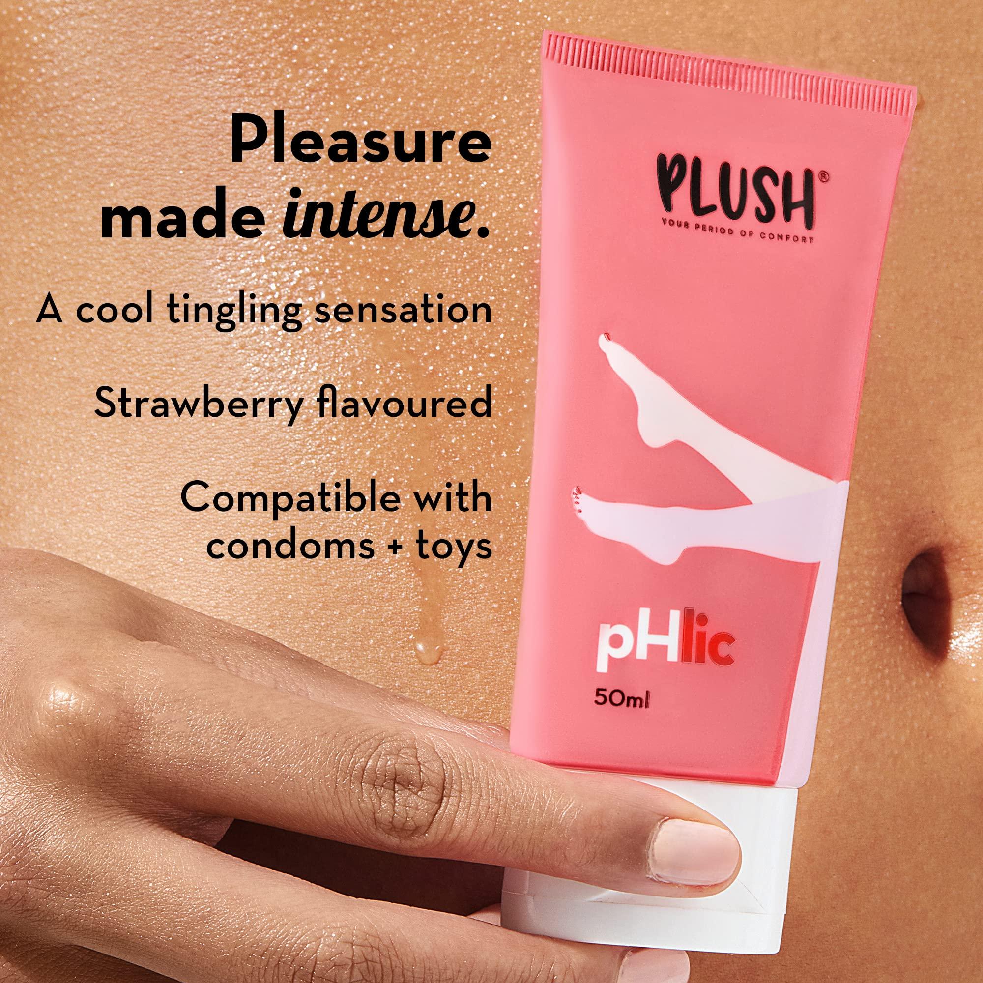 PLUSH Plush pHlic Aloe Infused Personal Lubricant For Men & Women- Strawberry, 50ml | Skin Friendly pH Balanced Lube Helps Prevents Dryness | Easy To Wash Off & Convenient For Use