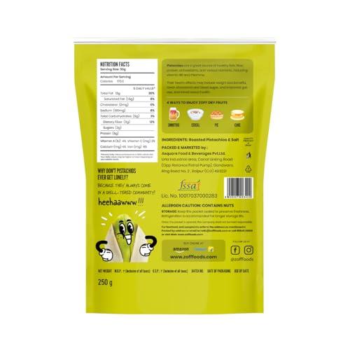 Zoff Zoff Pistachios Shelled | Pista Nuts Super Crunchy & Delicious Healthy Snack, Vitamins & Minerals Rich, Hygienically Packed | 250 Gm