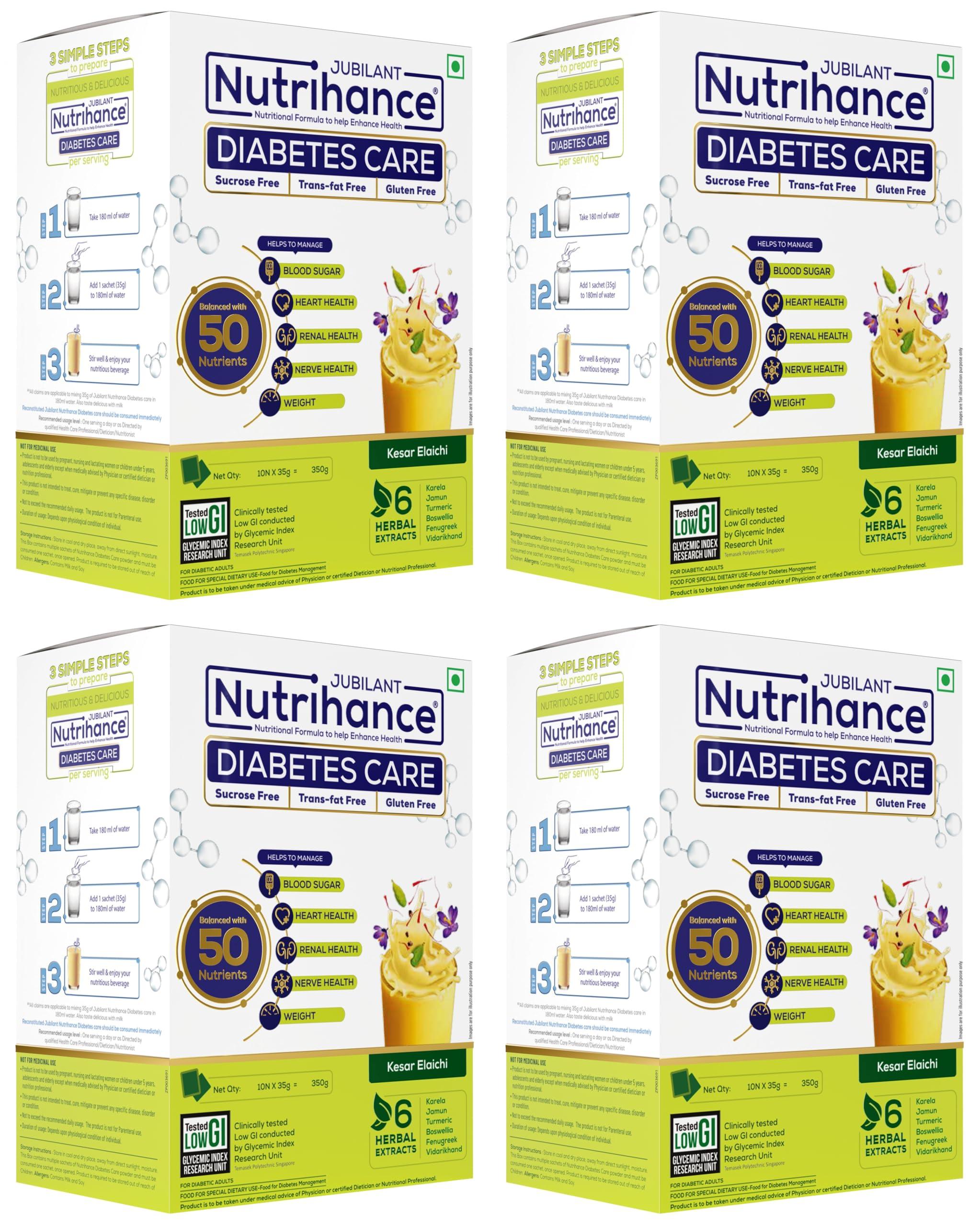 Jubilant Nutrihance Jubilant Nutrihance Diabetes Care Manage Blood Sugar Levels Nutrition Drink -350Gm X 4 Nutrition Drink (4X350 G Kesar Elaichi Flavored), Powder