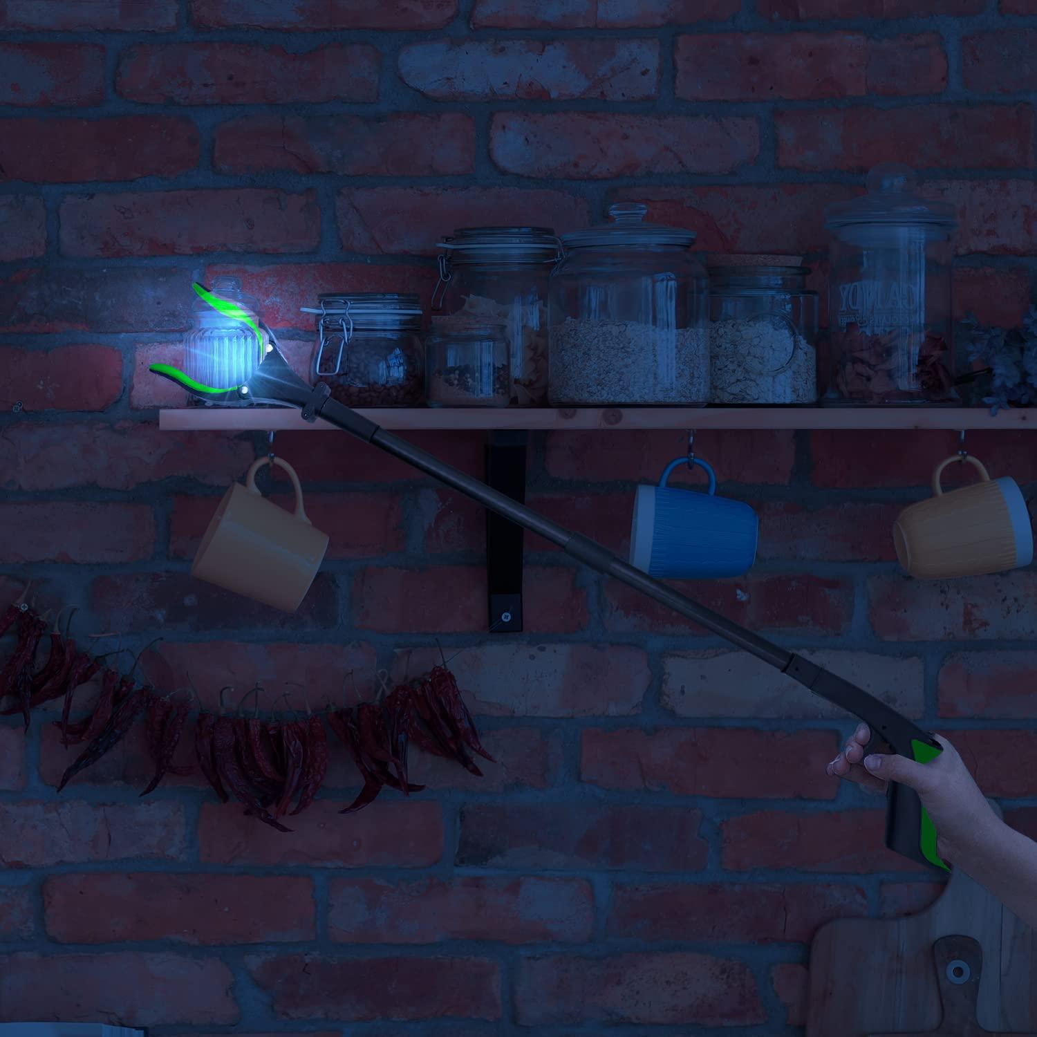 Luxet Grabber Tool 32\" Aluminum Magnetic Claw with LED Light, Lightweight Foldable Reacher Grabber Pickup Tool, Gripper Grabbers for Elderly Grab it Reaching Tool Trash Picker Grabber, Green, by Luxet