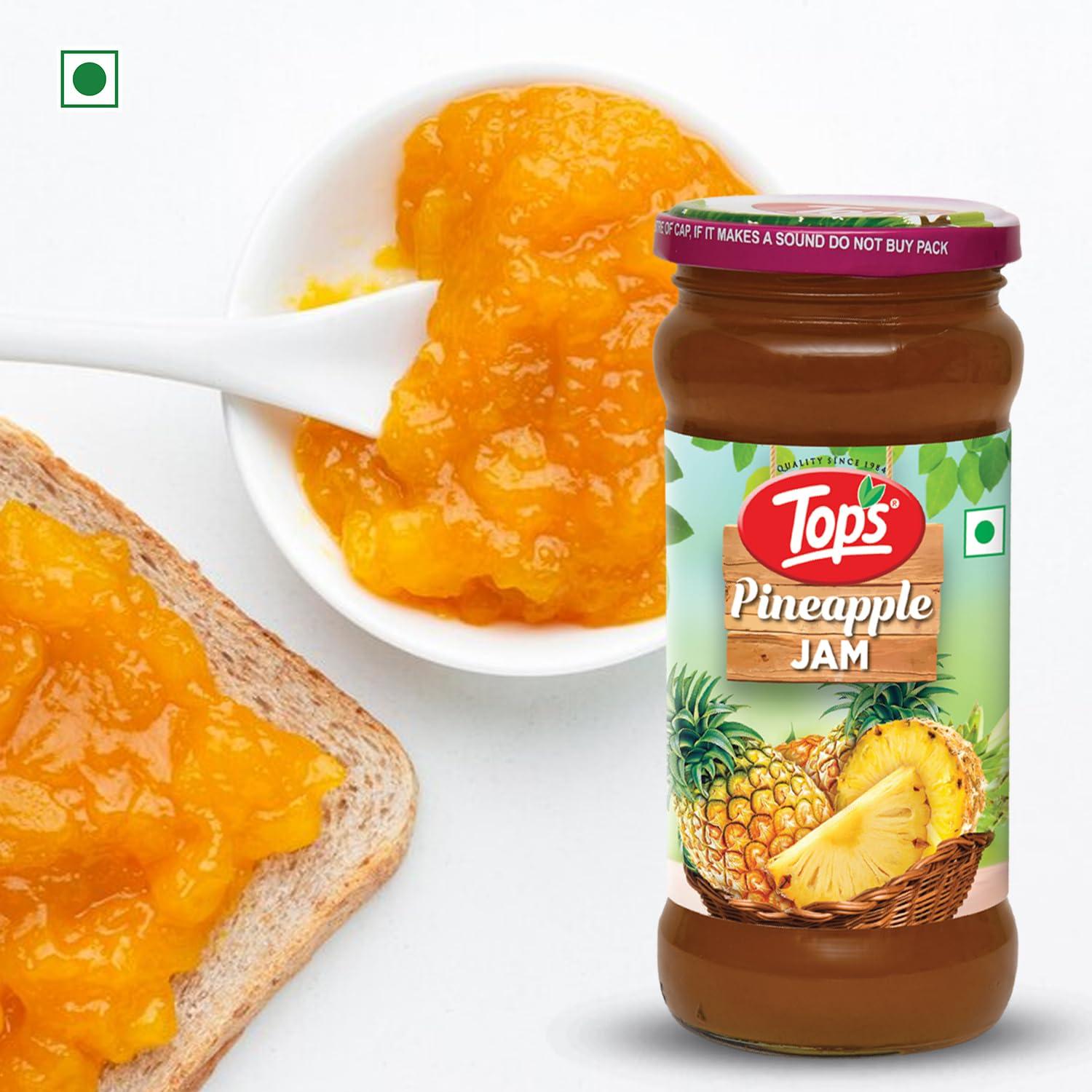 TOPS TOPS Pineapple Jam - 475 gm | From selected Pineapples| Provides a burst of fruity flavour.