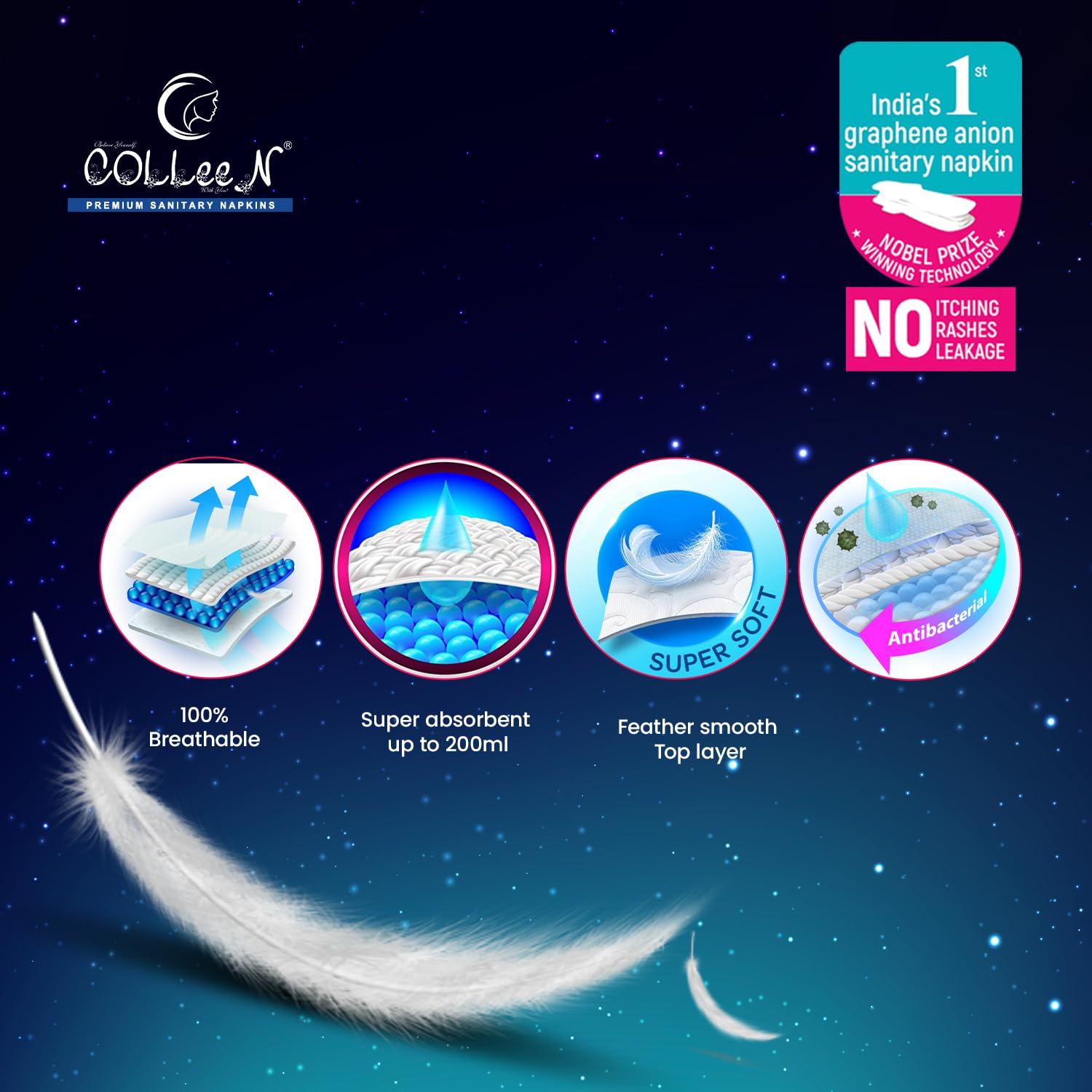 COLEEN Premium Sanitary Napkins COLEEN Premium Sanitary Napkins Graphene Anion Sanitary Napkins 330 mm -6 Numbers