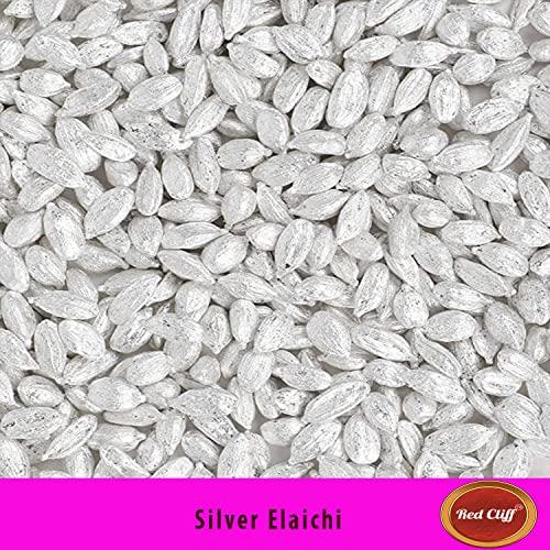 RED CLIFF RED CLIFF Pure Silver Coated Elachi, Silver Varq Coated, Grade A Plus, | Elaichi Mouth Freshener | Pack Of 2 | 100gX2 | (Silver Elaichi 200g)