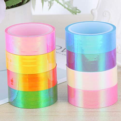 HEALLILY 8pcs Exquisite Paper Tape Unique Label Sticker Stylish Diary Hand Account Washi Paper Tape Beautiful Bronzing Paper Tape for DIY (Colorful Film)