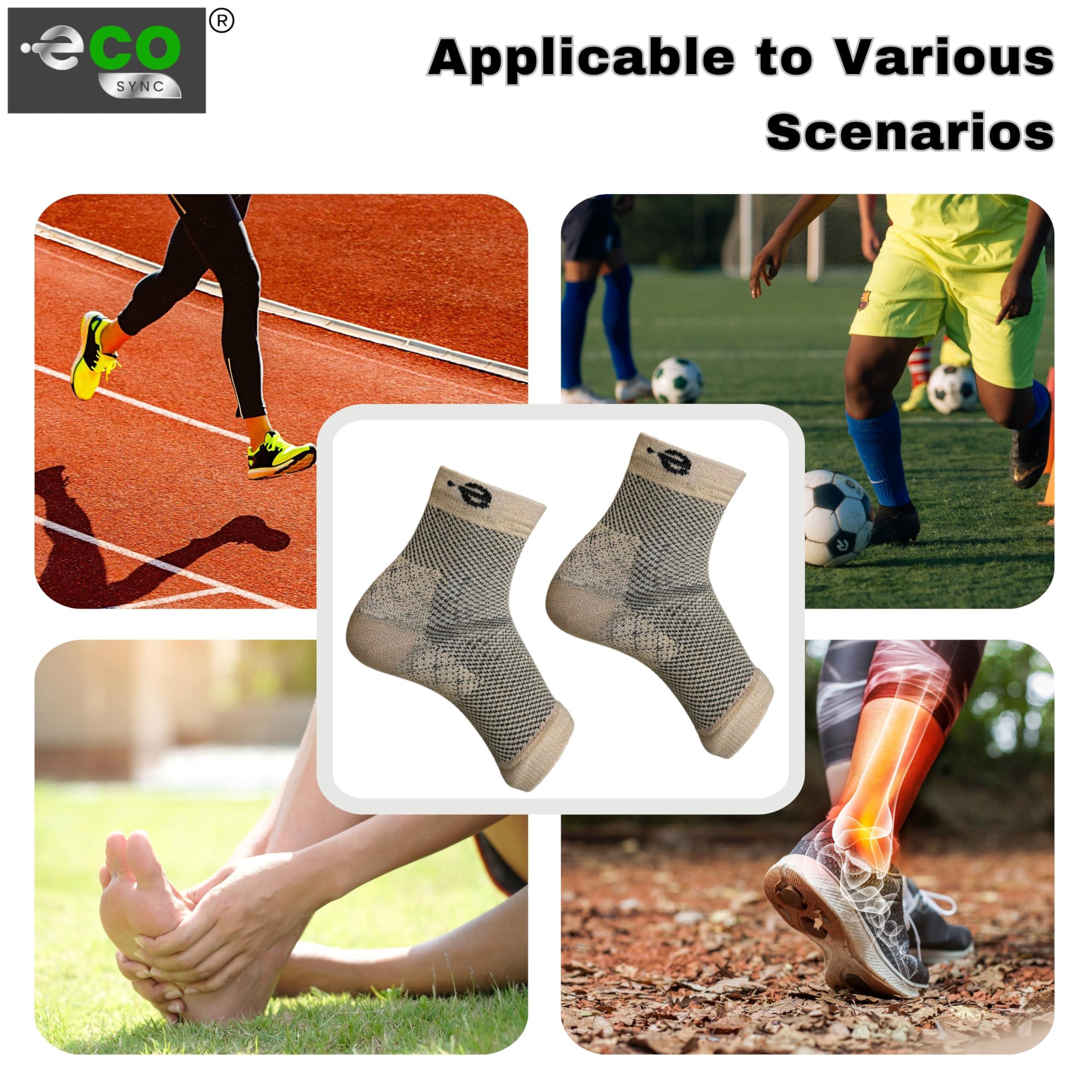 eco SYNC Compression Socks Open Toe | Bamboo Cotton Socks Women | Ecosync | Nano Socks for Men Neuropathy | Beige | Plantar Fasciitis | Arch Support | Foot & Ankle Swelling | Heel Pain | Injury Recovery