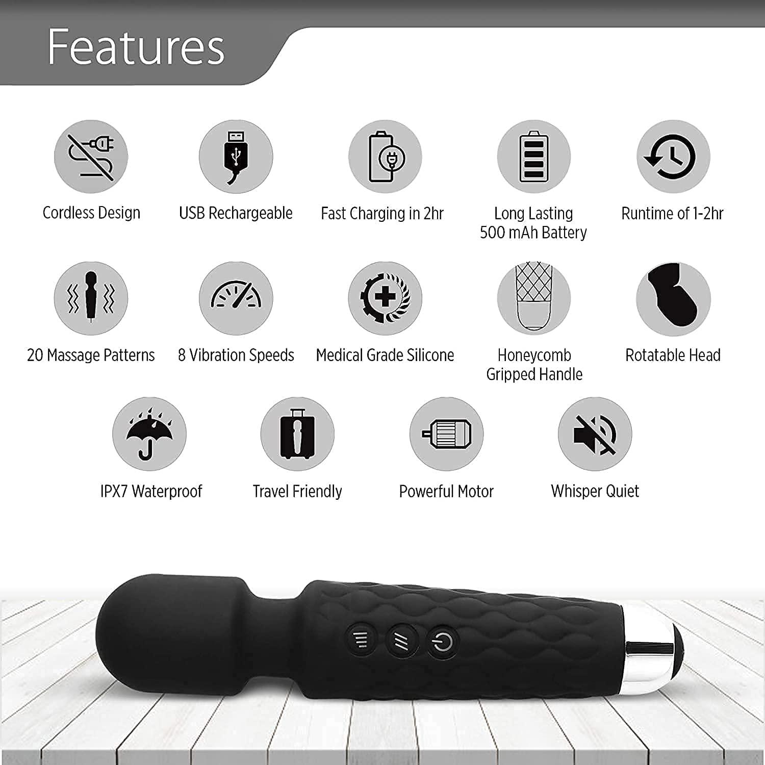 MOYESTA MOYESTA Rechargeable Personal Body Massager for Women | Cordless Handheld Wand Vibrate Machine | Perfect for Pain Relief Massage (Multi Color)
