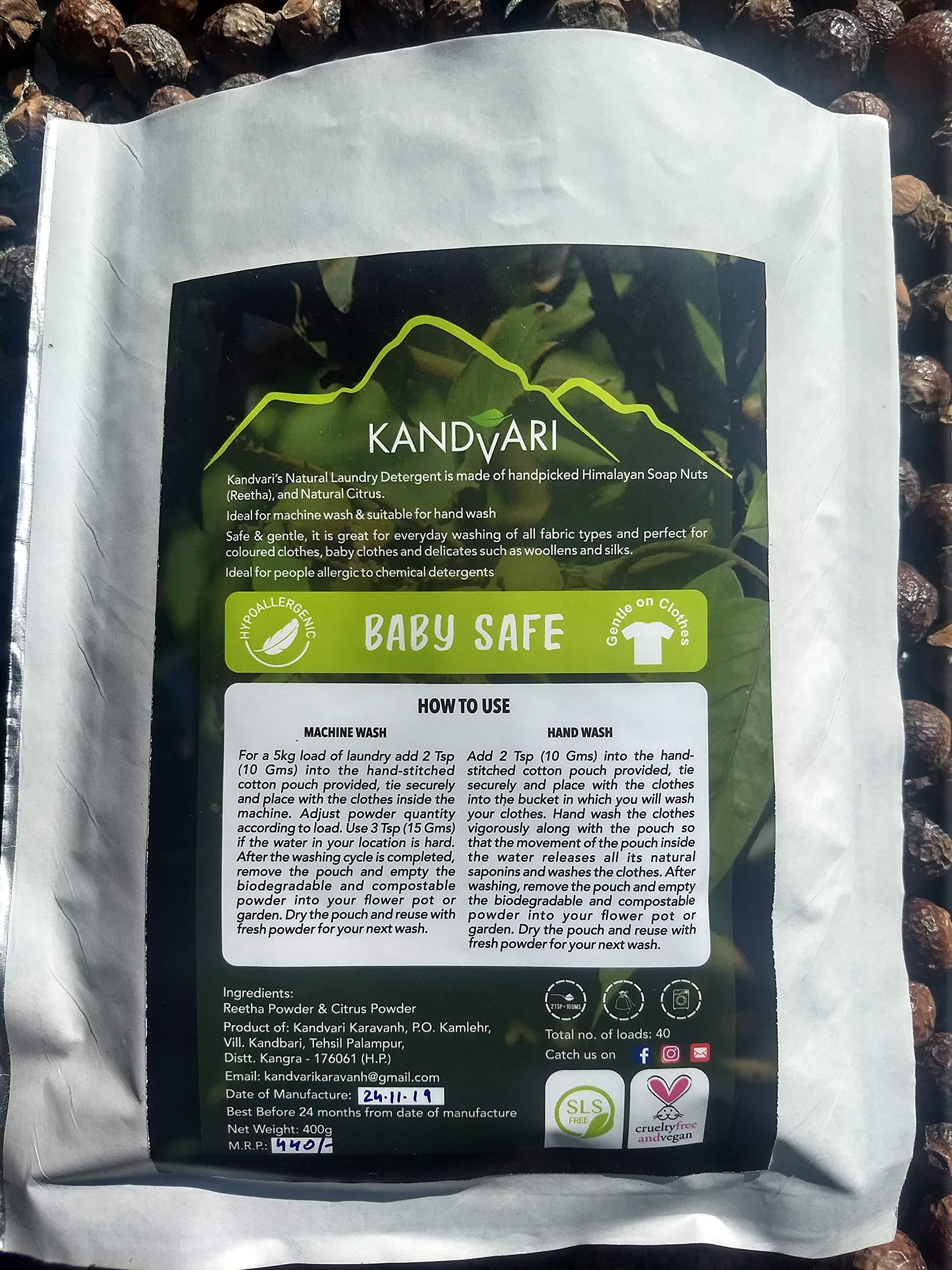 KANDVARI KANDVARI Eco-Friendly Hypoallergenic Chemical Free Natural Baby Laundry Detergent Powder (20 + 20 Loads)