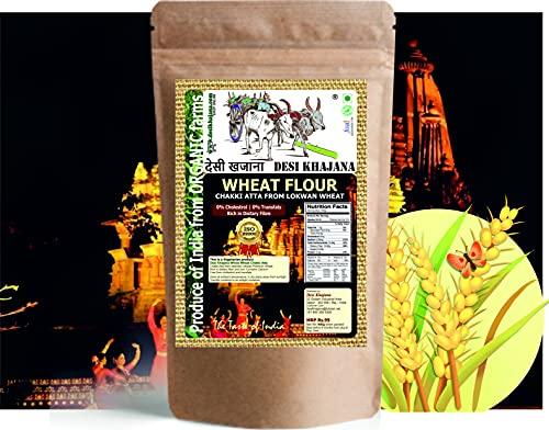 DESI KHAJANA Desi Khajana Premium Lokwan Wheat Chakki Fresh Atta | Wheat Flour | No Bleach | No preservatives | No Artificial Flavor | Rich in Micro-nutrients | Produce from Organic Farms of India (9000g)