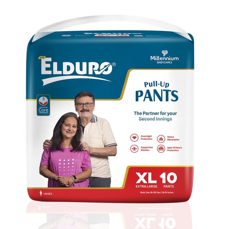 ELDURO ELDURO Adult Diapers XL Size | 96-165cm (38\"-65\") | Pant Style, Adult Diapers, Adult Diaper Pants, Adult Diapers XL Size, Unisex, Leakproof, 14hr Overnight Protection - Pack of 1 (10 counts)
