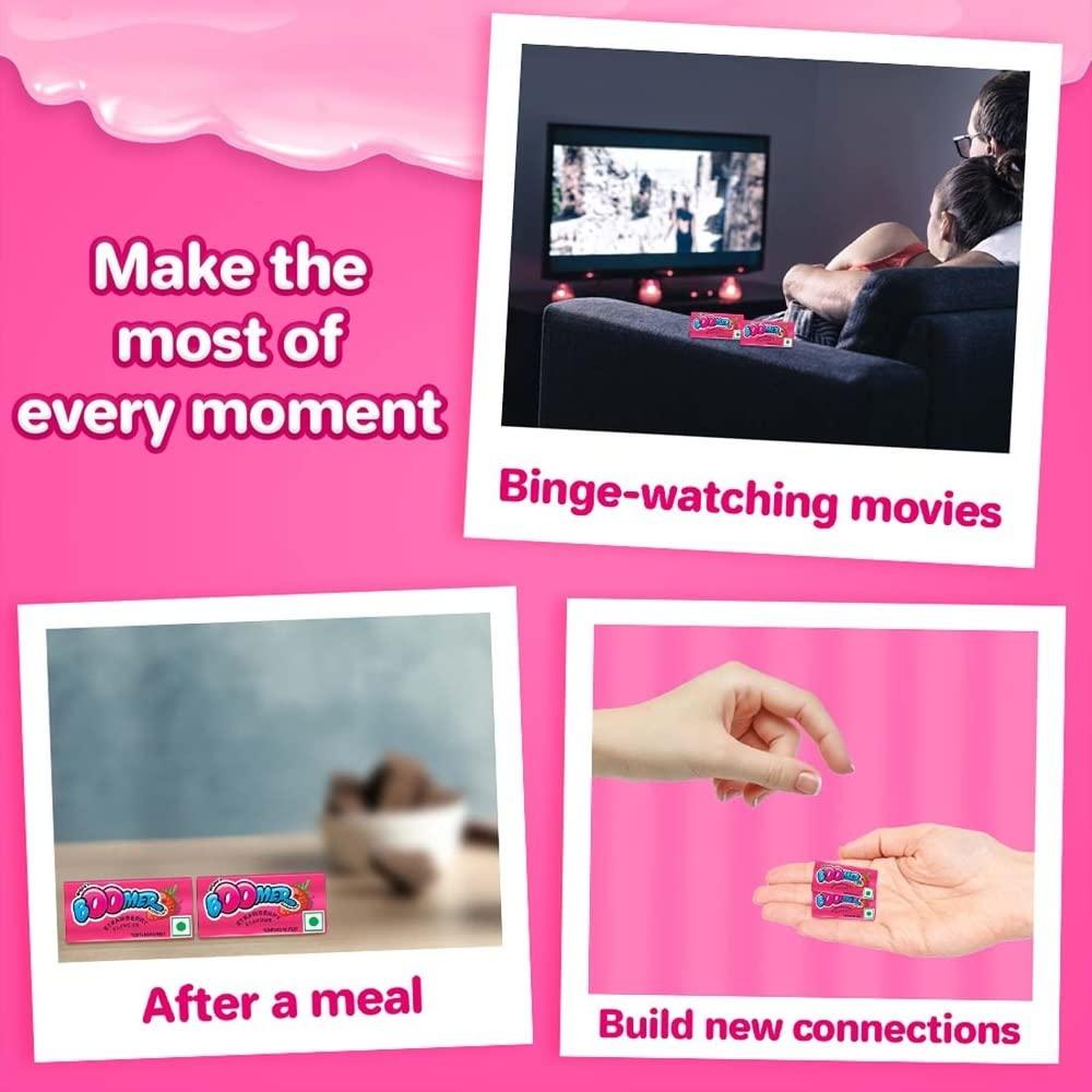 BOOMER Boomer Chewing Gum || Strawberry Flavoured Bubble Gum || Colourfully Striped with Long-Lasting Sweet Taste || Chewing Gum Jar Pack - 850 g (Pack of 3)