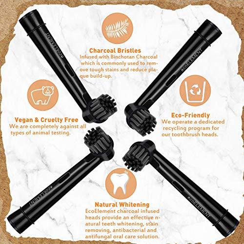 ecoELEMENT ecoELEMENT Recyclable Toothbrush Heads Compatible with Oral B - 4 Pack of Charcoal Toothbrush Heads Eco Friendly Products - Toothbrush Head Black