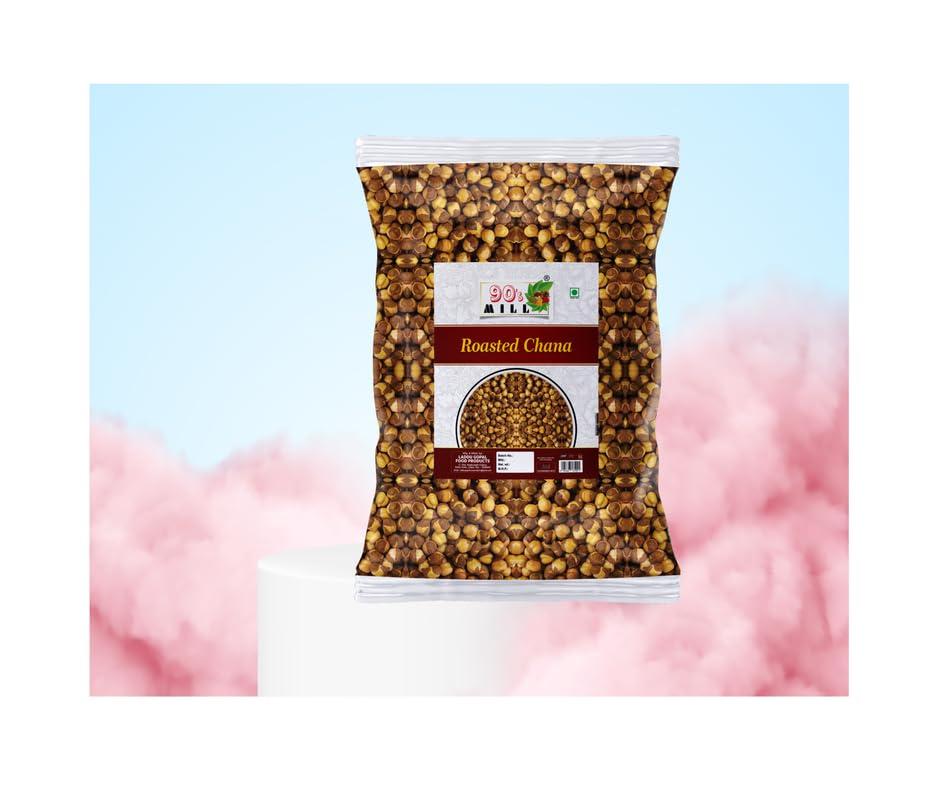 90\'s MILL 90\'s MILL Radhe Roasted Chana Bhuna Chana Desi Chana Chickpeas | Plain Yellow Brown Roasted Chana With Skin | Indian Bhungda Bhungade Chana Roasted Chickpeas Snacks Ready to eat-250 * 3Pack