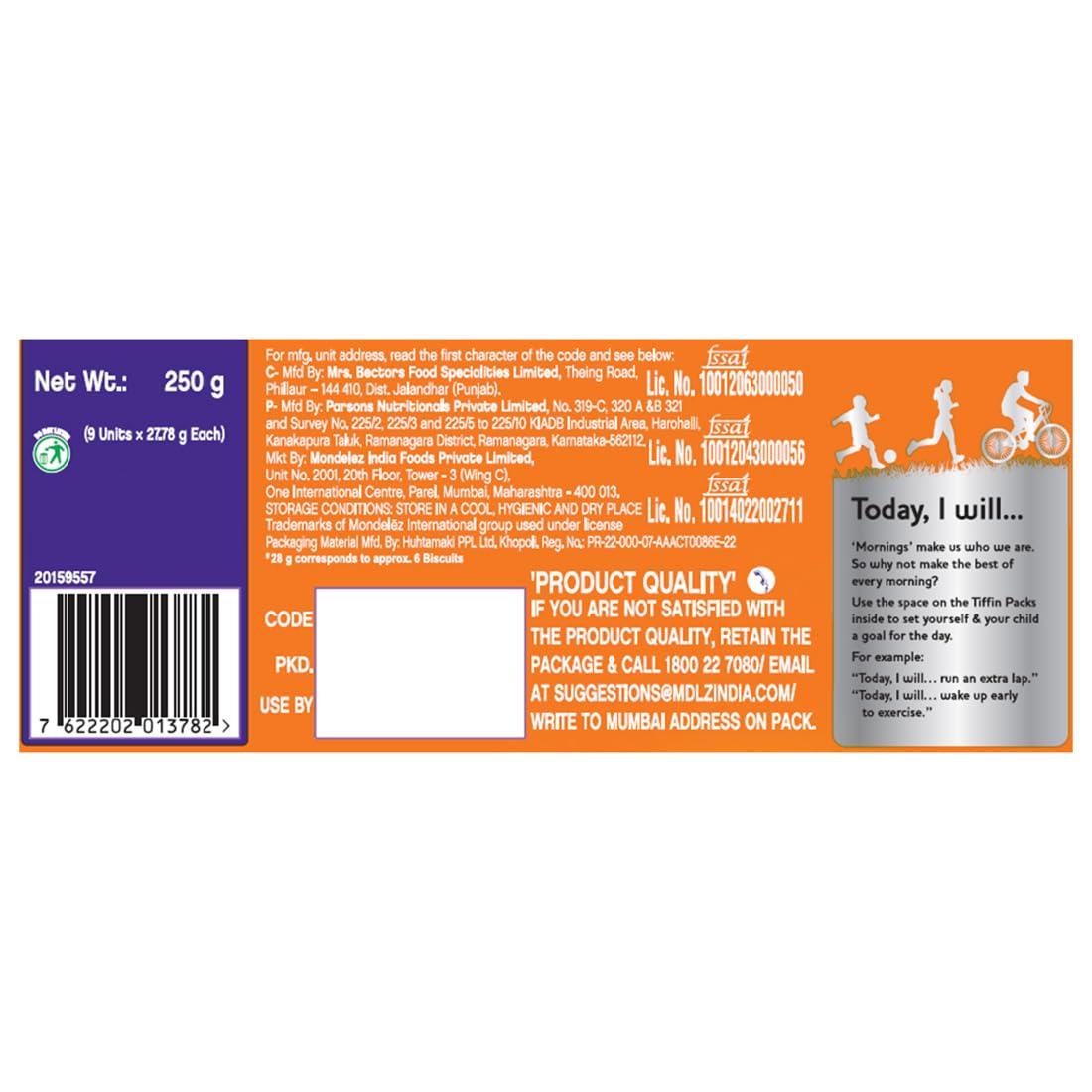 Cadbury Cadbury Bournvita Biscuits New and Improved Chocolatey Cookies, Tiffin Pack, 250 g (Pack of 5 x 250 g)