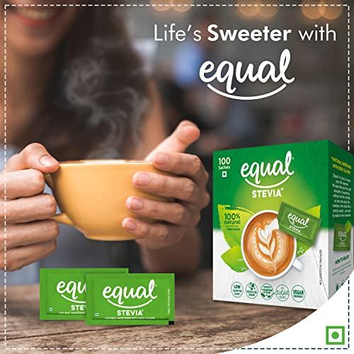 Equal Equal Stevia Natural Sweetener, Sugar Free, 100 Sachet, Pack of 4