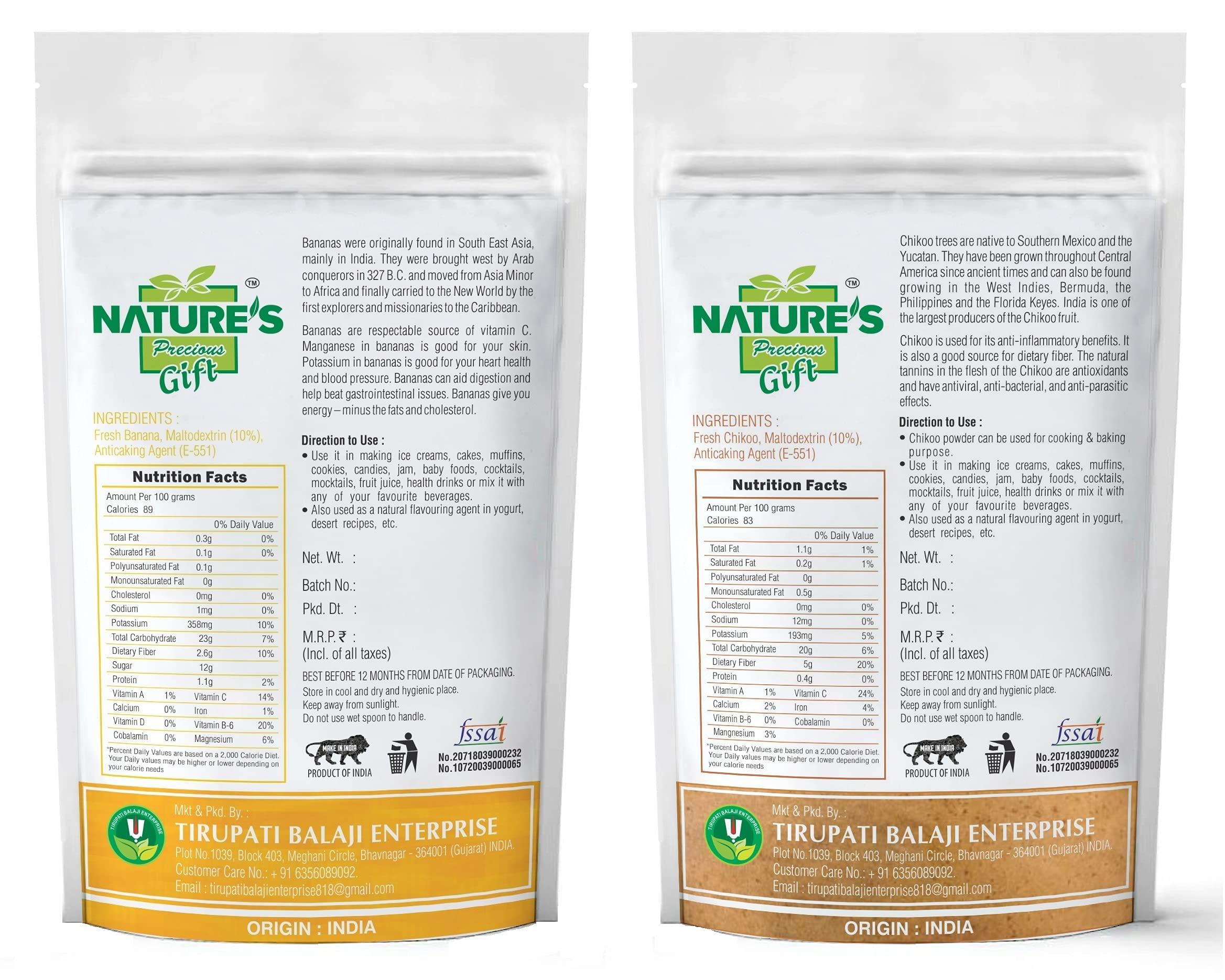 NATURE'S GIFT - FOR THOSE WHO CARE'S NATURE'S GIFT - FOR THOSE WHO CARE'S Banana Powder & Chikoo Fruit Powder -100 GM Each (Super Saver Combo Pack)