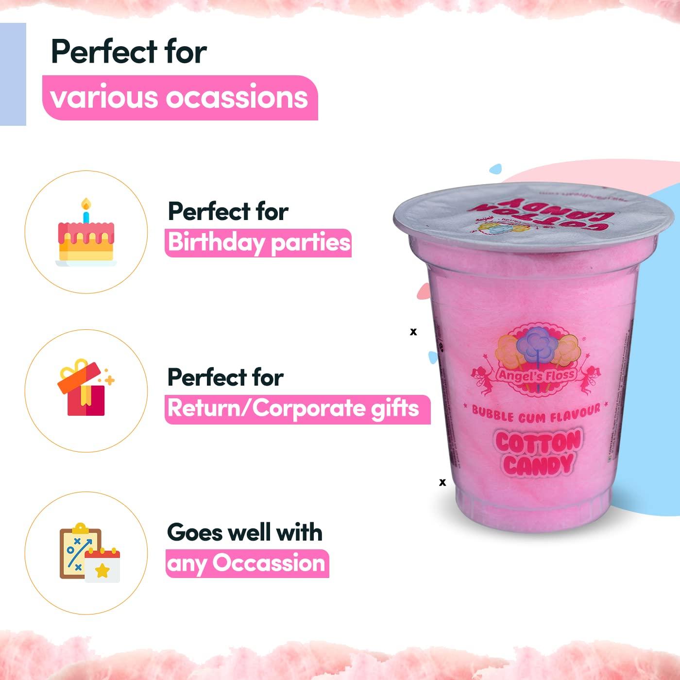 Angels Floss Angels Floss Cotton Candy's / Candy Floss / Buddhi Ke Baal - Bubble Gum Flavour (12 GMS Each, Pack of 12 Units)