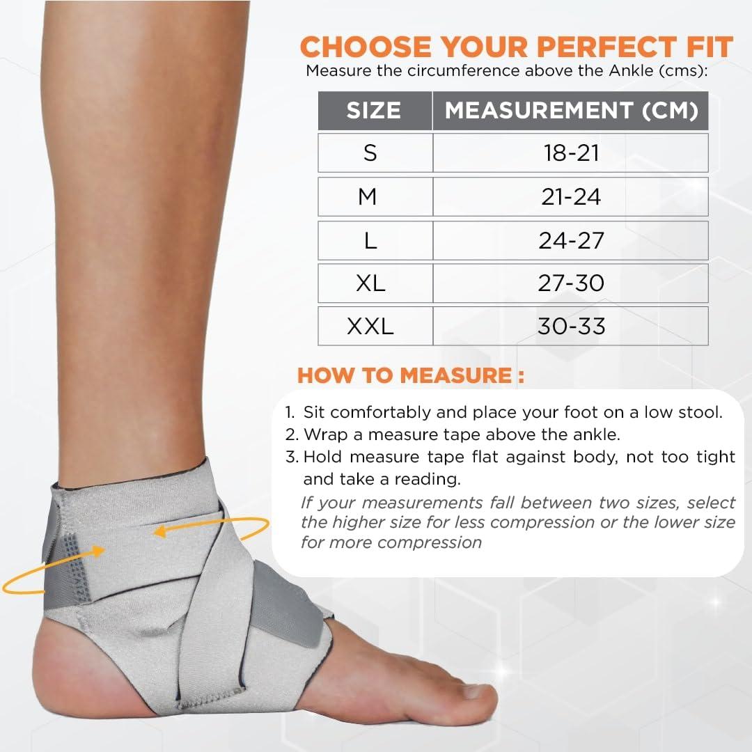 Vissco Vissco Neoprene Ankle Support, Provides Optimum Compression & Support to the Ankle - Large (Grey)