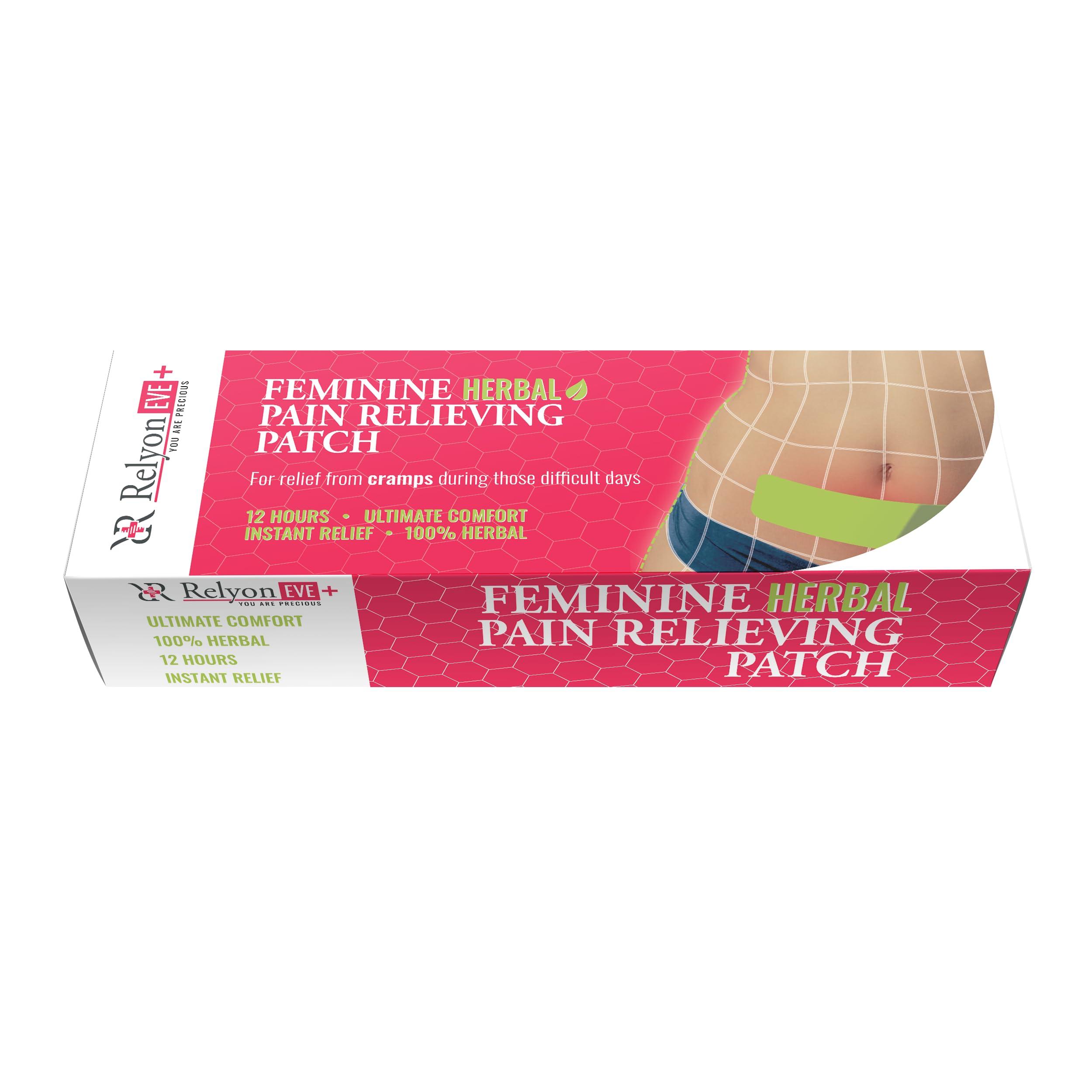 Relyon EVE RELYONEVE E Herbal Pain Relief Patches - Menstrual pain Cramps -Back pain -World first trasndermal patch with Boswella- Instant Releif Plaster & Patch (5 Patches)