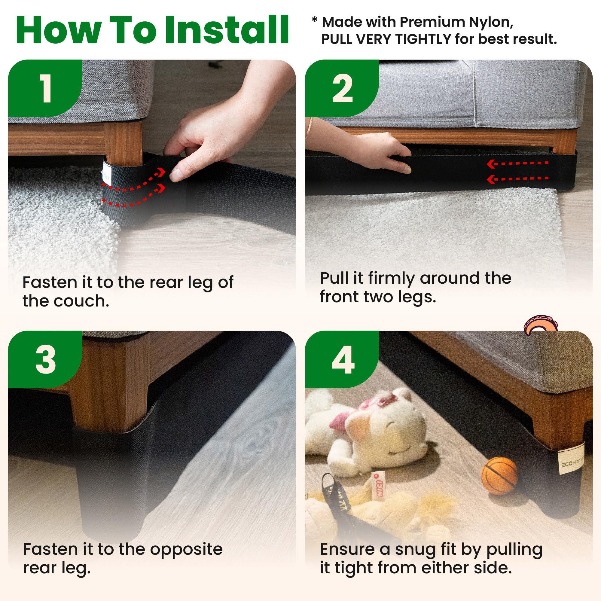 ECOHomes ECOHomes Under Couch Guards Toy Blocker - Strap Barrier for Under Sofa, Bed & Furniture Bottom Stop Things from Going Under | Easy to Install Gap Bumper Stopper for Toys (9 Ft by 1.5 Inch)