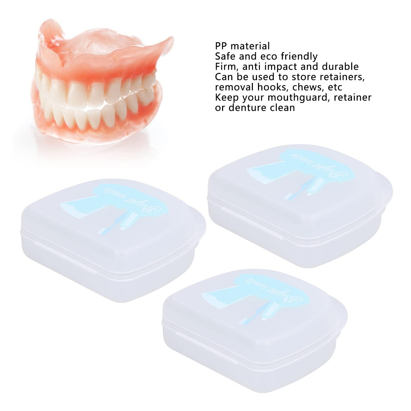 Fabater Denture Storage Box, Anti Impact Firm Sturdy Mouth Guard Container Waterproof Denture Case for Home Travel for Dental Clinic