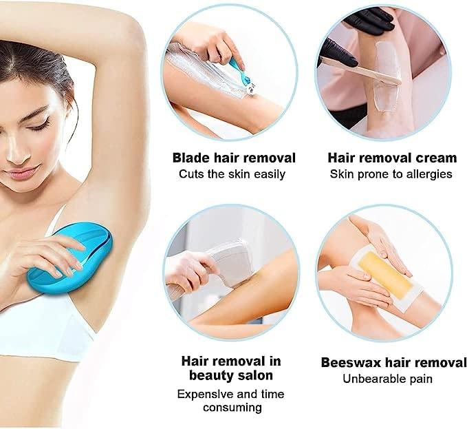 Tiny Deal Magic Crystal Hair Remover, Painless Hair Removal with Epilator Mini Hair Remover for Men and Women Leg Arm Back Soft Smooth Silky Skin pack of 2