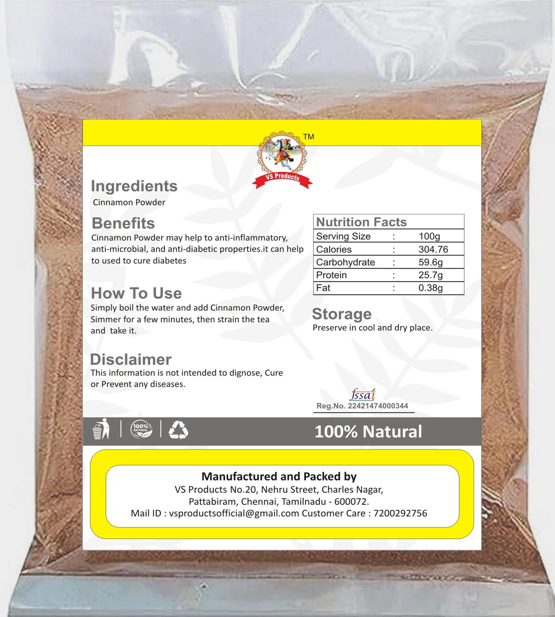VS Products VS Products Lavanga Pattai Powder, 650g, Cinnamon Bark Powder, Dalchini, Teja, Daruchini, Lavanga Patta Powder (Pack of 6 x 100g , Pack of 1 X 50g)