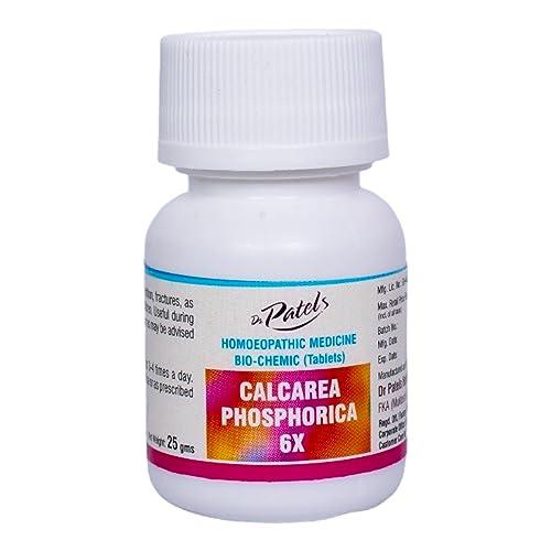 DR PATELS HOMEOPATHIC MEDICINES Dr Patel\'s Homeopathic Calcarea Phosphorica 6X Biochemic Tablets - Restorative Formula for Cell Regeneration, Fracture Healing, and Digestive Support- 25gms
