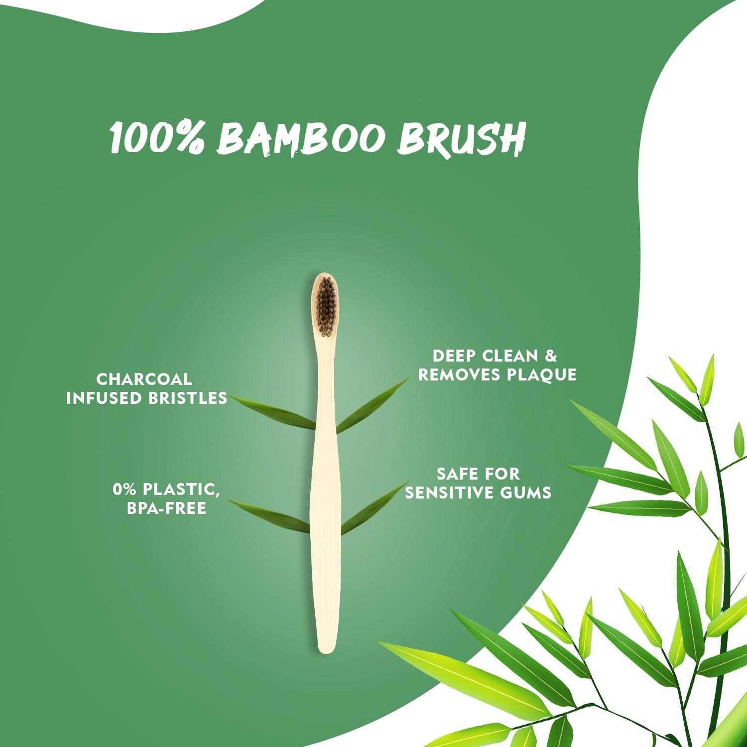 clayherbs Clayherbs (Pack-50) Sustainable Eco-Friendly Organic Bamboo Toothbrush and Toothpaste Sachet, Natural Flavor, Oral Care Biodegradable & Non-Toxic Hotel Dental Kit For Rooms
