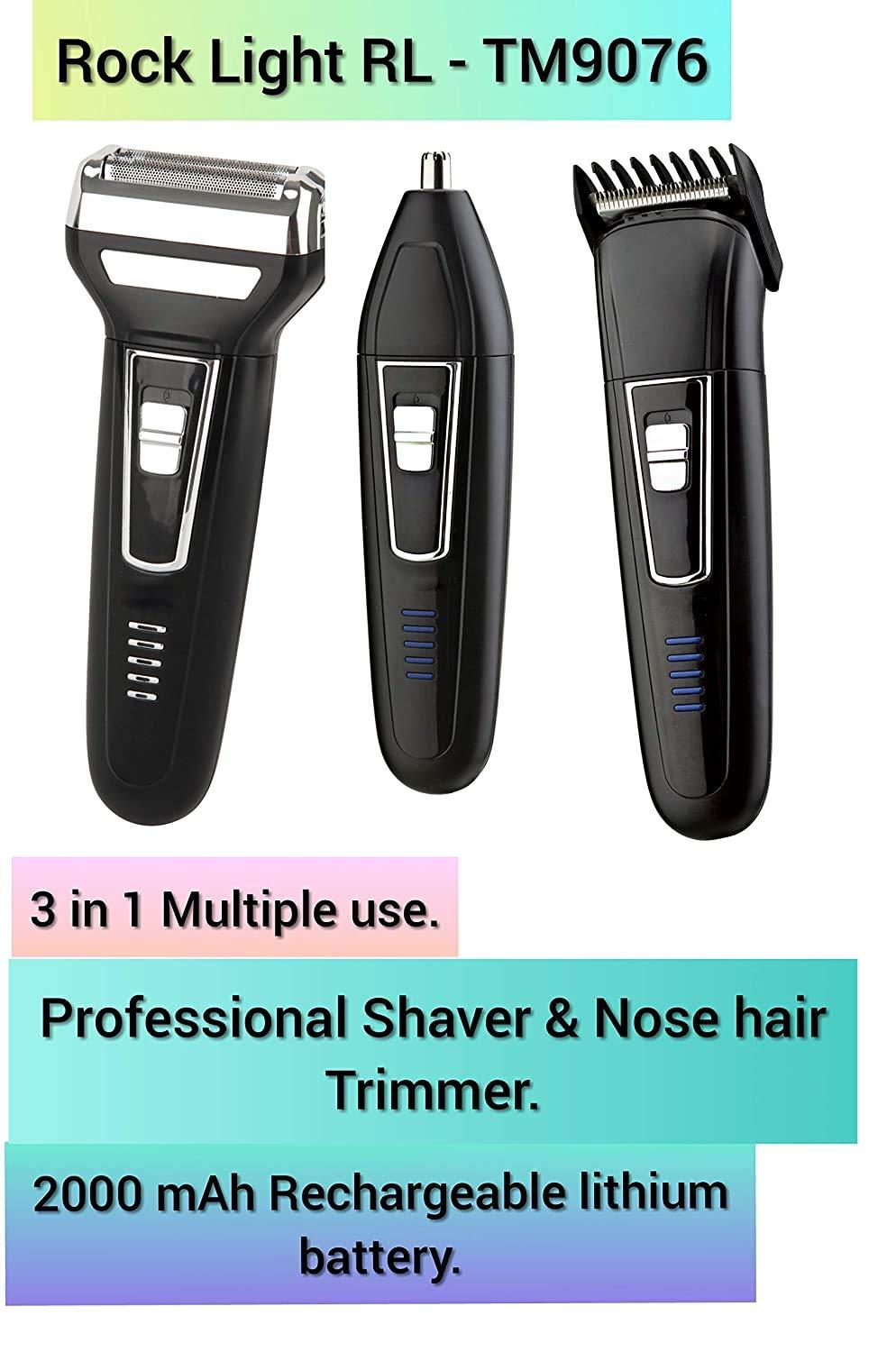 Rock Light Rock Light Beard Nose and Ear 3 in 1 Trimmer and Professional Electric Shaver for Men
